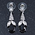 Clear/ Black CZ, Crystal Drop Sensation Earrings In Rhodium Plating - 37mm L - view 7