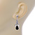 Clear/ Black CZ, Crystal Drop Sensation Earrings In Rhodium Plating - 37mm L - view 3