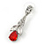 Clear/ Red CZ, Crystal Drop Sensation Earrings In Rhodium Plating - 37mm L - view 8