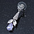 Clear/ Amethyst CZ, Crystal Drop Sensation Earrings In Rhodium Plating - 37mm L - view 7