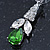 Clear/ Green CZ, Crystal Drop Sensation Earrings In Rhodium Plating - 37mm L - view 8