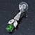 Clear/ Green CZ, Crystal Drop Sensation Earrings In Rhodium Plating - 37mm L - view 6