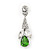 Clear/ Green CZ, Crystal Drop Sensation Earrings In Rhodium Plating - 37mm L - view 10
