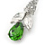 Clear/ Green CZ, Crystal Drop Sensation Earrings In Rhodium Plating - 37mm L - view 5