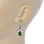 Clear/ Green CZ, Crystal Drop Sensation Earrings In Rhodium Plating - 37mm L - view 4