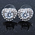 Clear CZ Crystal Heart Stud Earrings In Rhodium Plating - 15mm W - view 4