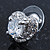 Clear CZ Crystal Heart Stud Earrings In Rhodium Plating - 15mm W - view 7