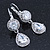 Bridal/ Wedding/ Prom Clear CZ Drop Earrings With Leverback Closure In Rhodium Plating - 45mm L - view 10