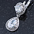 Bridal/ Wedding/ Prom Clear CZ Drop Earrings With Leverback Closure In Rhodium Plating - 45mm L - view 11