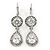 Bridal/ Wedding/ Prom Clear CZ Drop Earrings With Leverback Closure In Rhodium Plating - 45mm L - view 3