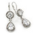 Bridal/ Wedding/ Prom Clear CZ Drop Earrings With Leverback Closure In Rhodium Plating - 45mm L - view 2