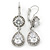 Bridal/ Wedding/ Prom Clear CZ Drop Earrings With Leverback Closure In Rhodium Plating - 45mm L - view 12
