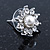 Teen Small Crystal, Simulated Pearl 'Flower' Stud Earrings In Rhodium Plating - 15mm D - view 5