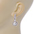Bridal/ Wedding/ Prom Silver Tone Clear Crystal, Simulated Pearl Flower Linear Earrings - 35mm L - view 3