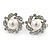 Classic Diamante Simulated Pearl Clip On Earrings In Silver Plating - 20mm Diameter - view 8