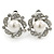 Classic Diamante Simulated Pearl Clip On Earrings In Silver Plating - 20mm Diameter