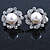 Classic Diamante Simulated Pearl Clip On Earrings In Silver Plating - 20mm Diameter - view 9