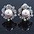 Classic Diamante Simulated Pearl Clip On Earrings In Silver Plating - 20mm Diameter - view 2