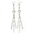 Long Crystal, Chain Dangle Earrings In Silver Tone - 13cm L - view 5