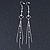 Long Crystal, Chain Dangle Earrings In Silver Tone - 13cm L - view 8