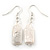 Delicate Square Shape Mother Of Pearl Drop Earrings In Silver Tone - 35mm L - view 6