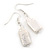 Delicate Square Shape Mother Of Pearl Drop Earrings In Silver Tone - 35mm L - view 7