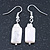 Delicate Square Shape Mother Of Pearl Drop Earrings In Silver Tone - 35mm L - view 8