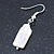 Delicate Square Shape Mother Of Pearl Drop Earrings In Silver Tone - 35mm L - view 4