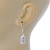 Delicate Square Shape Mother Of Pearl Drop Earrings In Silver Tone - 35mm L - view 2