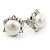 8mm White Round Cultured Freshwater Pearl Stud Earrings In Silver Tone - view 3