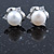 8mm White Round Cultured Freshwater Pearl Stud Earrings In Silver Tone - view 6