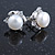 8mm White Round Cultured Freshwater Pearl Stud Earrings In Silver Tone - view 7