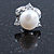 8mm White Round Cultured Freshwater Pearl Stud Earrings In Silver Tone - view 8