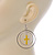 Double Hoop With Yellow Cross Earrings In Silver Tone - 58mm L - view 6