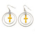 Double Hoop With Yellow Cross Earrings In Silver Tone - 58mm L - view 5