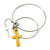 Double Hoop With Yellow Cross Earrings In Silver Tone - 58mm L - view 4