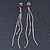 Silver Tone Red Crystal Tassel Drop Earrings - 75mm L - view 6