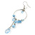 Silver Tone Hoop With Light Blue Bead Chain Dangle - 80mm L - view 5
