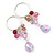 Pink/ Lavender Acrylic Bead Small Hoop Earrings In Silver Tone - 50mm L - view 5