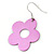 Glittering Pink Open Cut Flower Drop Earrings - 50mm L - view 3