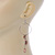 Silver Tone Beige Glass Bead Charm Hoop Earrings - 95mm L - view 5