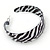 Black/ White Enamel Zebra Print Hoop Earrings In Silver Tone - 40mm - view 4
