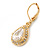Clear CZ Drop Earrings With Leverback Closure In Gold Plating - 33mm L - view 6