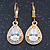 Clear CZ Drop Earrings With Leverback Closure In Gold Plating - 33mm L - view 8