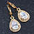 Clear CZ Drop Earrings With Leverback Closure In Gold Plating - 33mm L - view 9