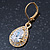 Clear CZ Drop Earrings With Leverback Closure In Gold Plating - 33mm L - view 10