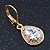Clear CZ Drop Earrings With Leverback Closure In Gold Plating - 33mm L - view 11