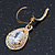 Clear CZ Drop Earrings With Leverback Closure In Gold Plating - 33mm L - view 4