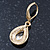 Clear CZ Drop Earrings With Leverback Closure In Gold Plating - 33mm L - view 5
