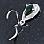 Emerald Green/ Clear CZ Drop Earrings With Leverback Closure In Rhodium Plating - 33mm L - view 5